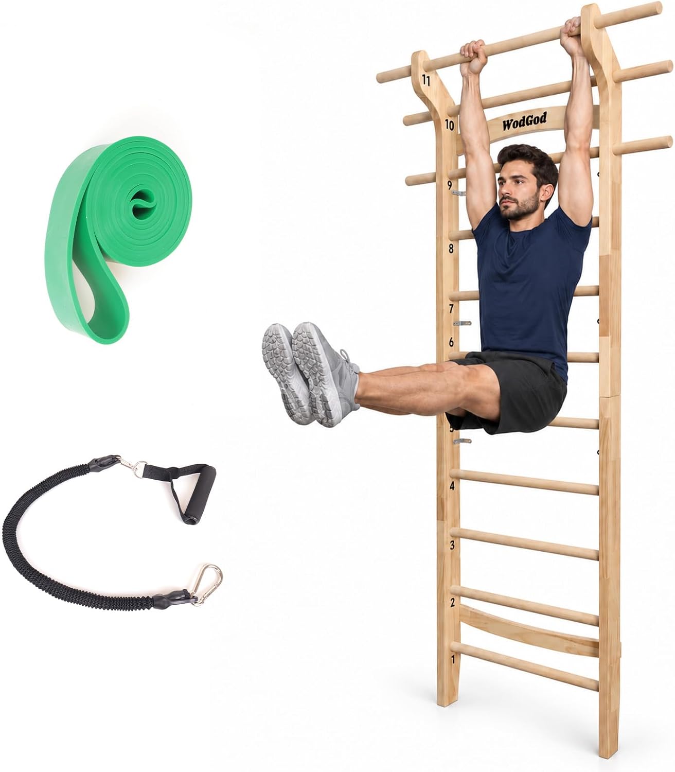 Schwedische Holzleiter mit 11  – Pull Up Bar Bewertung und Preis